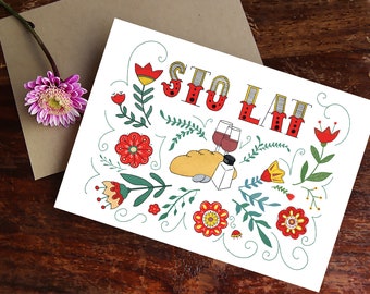 Sto Lat Wedding or Engagement Card | Polish Birthday cards | Polish Folk art