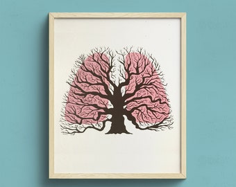 11x14 Breathing Trees, Silkscreen, Handmade Screen print, Oak Tree, Nature Lover Gifts, Wall Art