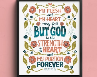 Salmo 73:26 Fortaleza de mi corazón / Escritura escrita a mano