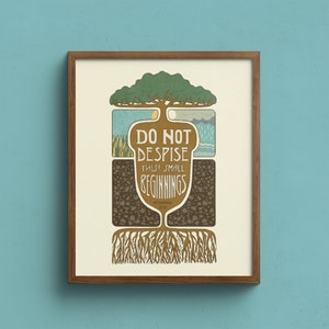 Do Not Despise These Small Beginnings, Zechariah 4:10, Start Small, Acorn, Wall Art, New Business, Nature Print, Nouveau Style