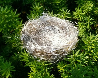 Handmade Nest Made From Vintage 1930's Silver Colored Tinsel Spools - approximately 5 inches