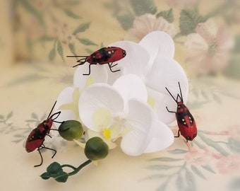 Creepy Cute Hand Painted Red Beetles - Set of Three Life Sized Insects - Bugs for Crafts, Decor and Weird Jewelry - Halloween Party Gifts