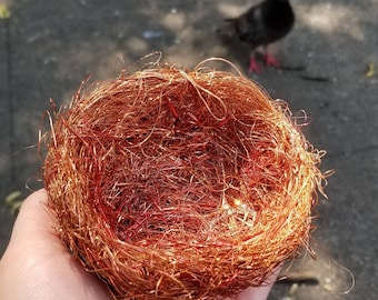 Handmade Nest Made From Vintage 1930's copper Colored Tinsel Spools - approximately 5 inches