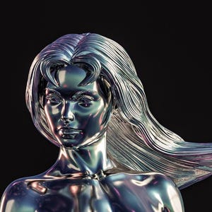 Handmade & Handpainted Chrome Alien Warrioress Collectible Figure - Custom Fan Art Sci-Fi Statue Gift