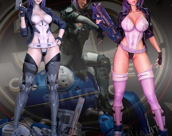 Cyberpunk Major Custom 3D Printed Statue – Fan Art Handmade & Handpainted Sci-Fi Anime Collectible Figure