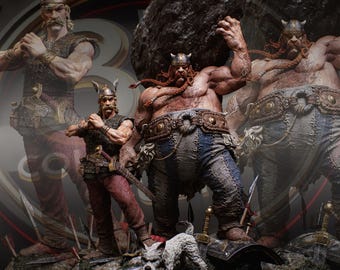 Die Gallier Custom 3D Gedrucktes Diorama - FanArt Handgefertigte & Handbemalte Fantasy Sammlerfiguren