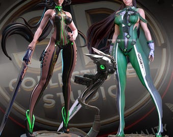 Cybernetic Warrior Custom 3D Printed Statue - FanArt Handmade & Handpainted Sci-Fi Collectible Figure