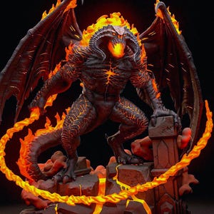 Fire and Shadow Demon - Fan Art Custom Made Figure Statue - Handmade & Handpainted Collectible -  Fantasy Figure Collectible