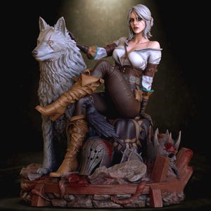 The Silver Hair Princess Fan Art Custom 3D Printed Statue - Handmade & HandPainted Fantasy Figure Collectible