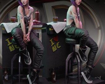 Braindance Expert Custom 3D Printed Statue – FanArt Handmade & Handpainted Cyberpunk Collectible Figure