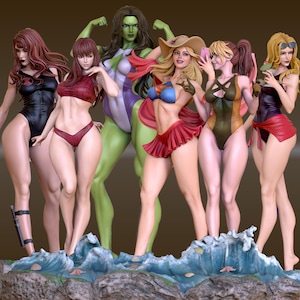 Handmade & Handpainted Summer Beach Vibes Statues and Diorama - Custom Fan Art Collectible Figures Gifts