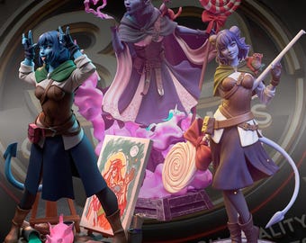 Tiefling Sorceress Custom 3D Printed Statue - FanArt Handmade & Handpainted Anime Collectible Figure
