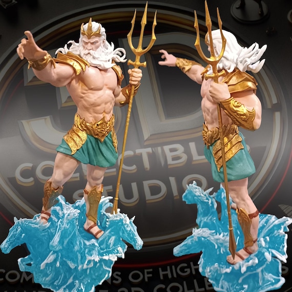 Greek God Poseidon Custom 3D Printed Statue - Fanart Handmade
