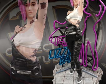 Cybepunk Rebel Girl Custom 3D Printed Statue – FanArt Handmade & Handpainted Sci-Fi Collectible Figure