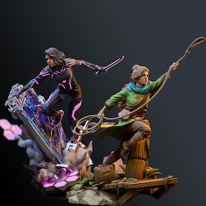 Handmade & Handpainted Caught Between Worlds Diorama - Custom Fan Art Fantasy Collectible Figure - Gamer&#39;s Gift