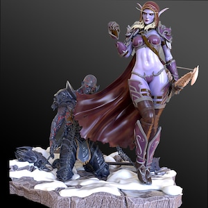 Elven boogschutter fanart op maat gemaakt figuur diorama - cadeau voor verzamelaars - handgemaakt en handgeschilderd spelfiguur verzamelobject