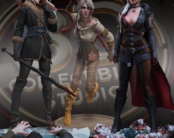 White-Haired Monster Slayer Custom 3D Printed Statue - Fan Art Handmade & HandPainted Fantasy Figure Collectible