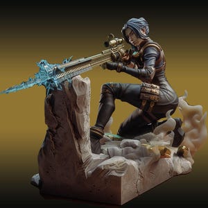 Handmade & Handpainted Magically Enhanced Sniper Enforcer Statue - Fan Art Custom Made Sci-Fi Collectible Figure