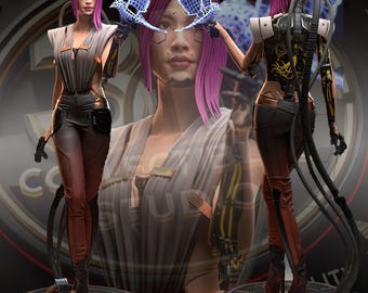 Songbird Custom 3D Printed Statue – Fan Art Handmade & Handpainted Cyberpunk Figure Collectible