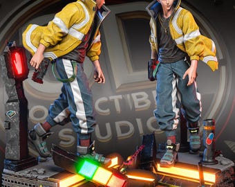 Cybernetic Outlaw Custom 3D Gedruckt Staue - FanArt Handgefertigte & Handbemalte Cyberpunk Sammelfigur