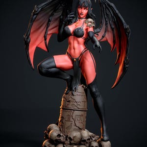 Succubus Fantasy Fan Art Custom Made Figure Statue – Dark Seductress – Demoness Queen Collectible – Handcrafted & Handpainted