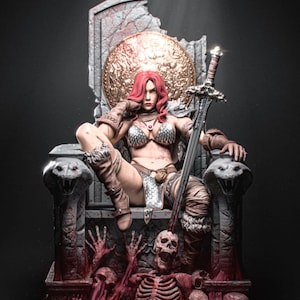 Barbarian Warrioress Fan Art Custom Made Figure Statue - Handmade & Handpainted - Collectible Gift - Fantasy Figure Collectible