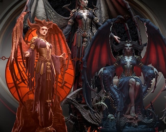 Infernal Queen Custom 3D Printed Statue - Fan Art Handmade & HandPainted Fantasy Game Collectible Figure
