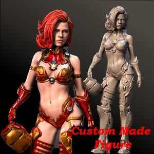Gepantserde spion fanart op maat gemaakt figuurstandbeeld - cadeau voor gamer - handgemaakte en handgeschilderde figuur collectible - op film geïnspireerde figuur