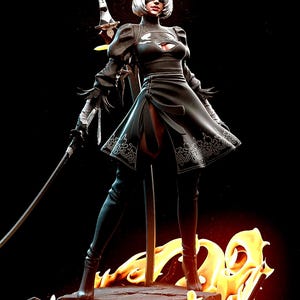 Handmade & Handpainted Elite Android Warrioress Sci-Fi Collectible Statue - Fan Art Custom Figure Gamer&#39;s Gift