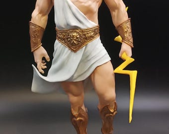 Figurine résine 'Zeus' bronze - 23x24x7 cm - [M9648