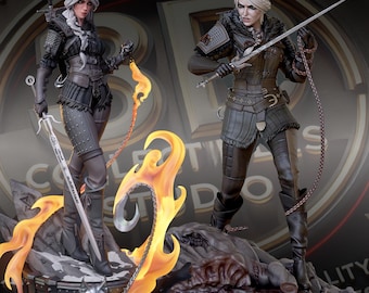 Estatua personalizada de Cazadora de Monstruos impresa en 3D - Figura coleccionable de fantasía hecha y pintada a mano por fans.