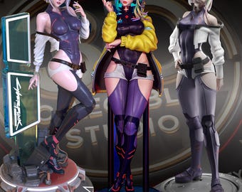 Statua personalizzata di Netrunner stampata in 3D - FanArt realizzata e dipinta a mano, figura da collezione anime