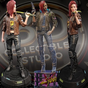 Statua personalizzata di Cyberpunk V stampata in 3D – FanArt realizzata e dipinta a mano, figura da collezione di fantascienza