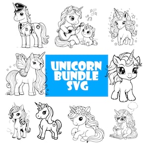 Unicorn Outline Bundle Svg Unicorn png Cute Unicorn Svg Unicorn Cut File Unicorn Birthday Girl Unicorn Clipart Cricut Baby Nursery