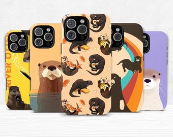 Otter Dual Shell Phone Case for iPhone 11 12 13 14 15 16 pro max plus & Samsung Galaxy S25 S24 S23 + Ultra Protective Cover