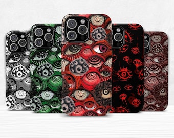 Creepy Horror Eyes Dark Dual Shell Phone Case for iPhone 11 12 13 14 15 16 pro max plus & Samsung Galaxy S25 S24 S23 + Ultra Protective
