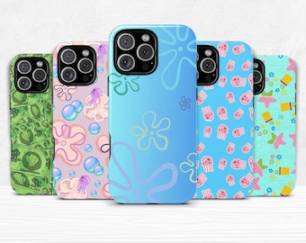 Bikini Bottom Phone Case Dual Shell Cover for iPhone 11 12 13 14 15 16 pro max plus & Samsung Galaxy S25 S24 S23 + Ultra