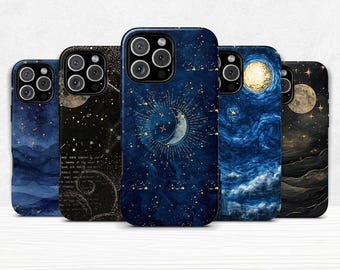 Night Sky Dual Shell Phone Case for iPhone 11 12 13 14 15 16 pro max plus & Samsung Galaxy S25 S24 S23 + Ultra Protective Cover