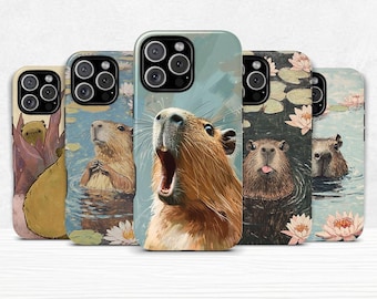 Capybara Dual Shell Phone Case for iPhone 11 12 13 14 15 16 pro max plus & Samsung Galaxy S25 S24 S23 + Ultra Protective Cover