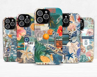 Surftelefoonhoes Beach Waves Dual Shell Cover voor iPhone 11 12 13 14 15 16 pro max plus en Samsung Galaxy S25 S24 S23 + Ultra