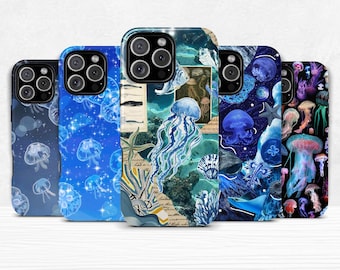 Jellyfish Aquatic Case Dual Shell Phone Case for iPhone 11 12 13 14 15 16 pro max plus & Samsung Galaxy S25 S24 S23 + Ultra Protective Cover
