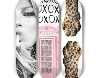 Skateboard Wall Art Set, 3-Piece Skateboard Deck Art, Coastal Room Decor, Modern Wall Art, Teen Bedroom Decor, Dorm Room, Apartment Decor