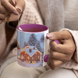 Verschneite Weihnachtstasse, Feiertagskaffeetasse, Festliche heiße Kakaotasse, Winter-Dekor-Tasse, Weihnachtsgeschenktasse
