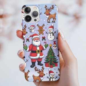 Phone Case, Fun Santa Christmas Collage Tough Case, Adorable Holiday Smartphone Cover, Cute Xmas Protective Shell, Festive Cell Accessories,