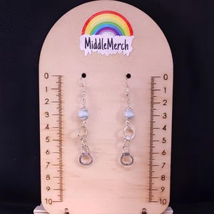Handcuff Dangle Earrings: Grey Glass & Acrylic Beads