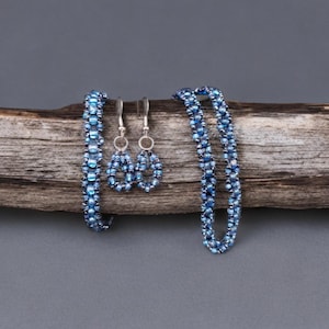 Blue & Black Beaded Jewelry Set