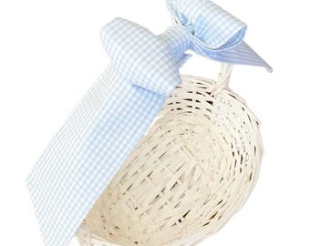 The Original Easter Basket Bow - Blue Gingham - Light Blue Checks