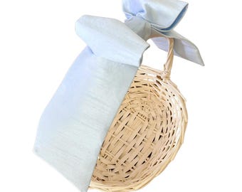 Blue Dupioni Silk Easter Basket Bow – Monogram-able Decor