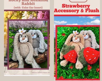 Bunny + Strawberry Pattern Bundle | Plush Toy + Accessory | PDF + Video | Four Threads