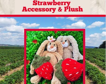Strawberry Finger Knit Pattern | Bunny Accessory & Plush | Digital PDF Download